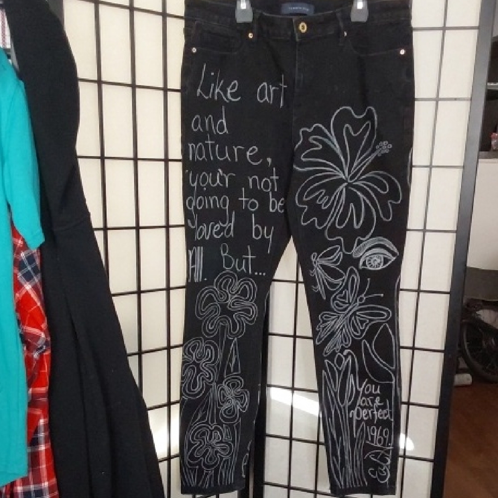 Black Artistic Women Jeans